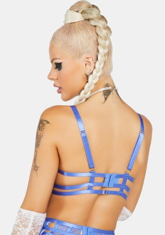 Claire Blue Caged Lace Bra