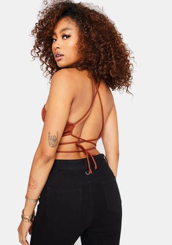 Brown Halter Crop Top