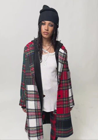 Taste Of Fury Plaid Coat - Red
