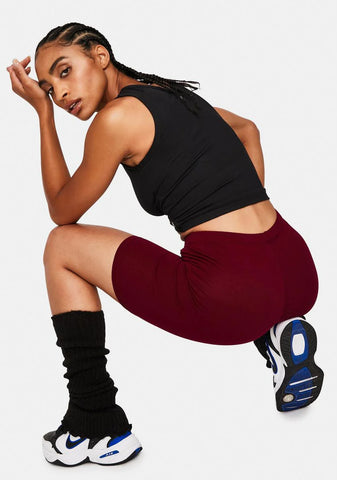 Wine Power Up Biker Shorts