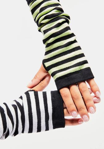 Mixed Stripe Fingerless Gloves