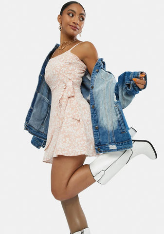 Broken Hearted Floral Wrap Mini Dress