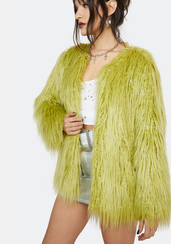 Wild Lime Faux Fur Jacket