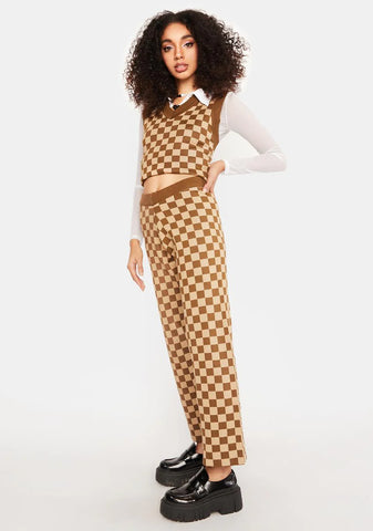 Knitted Checkered Trousers