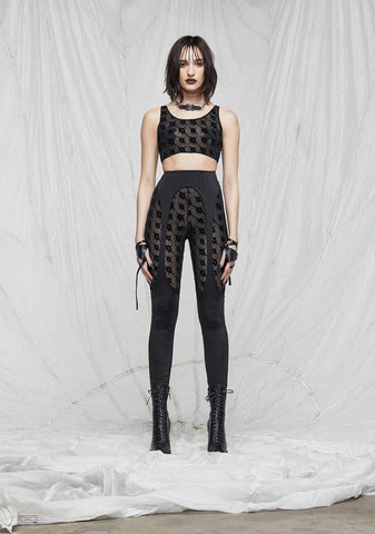 Synth Layered Logo Print Mesh Leggings