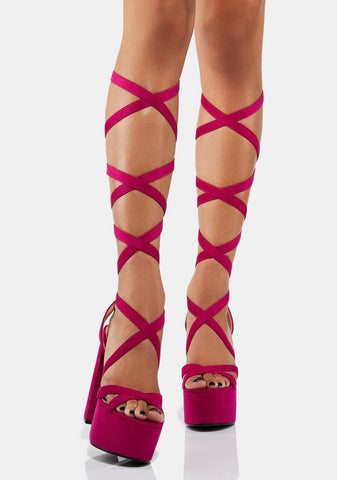 Magenta Up In The Air Wrap Heels