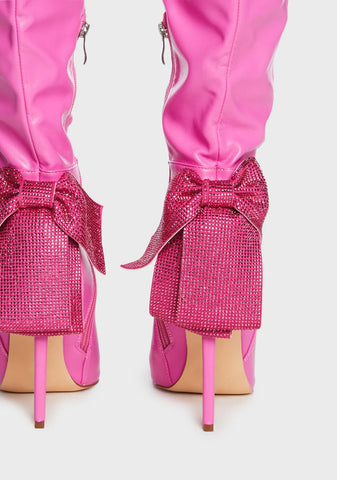 Selfish Rhinestone Bow Boots