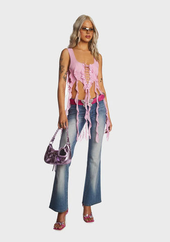 Pink Ruffled Bustier Top