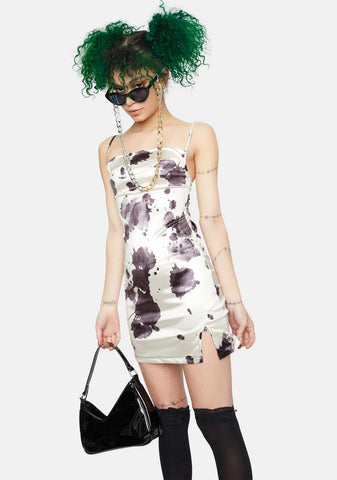 Ink Stain Satin Spandex Betta Mini Dress