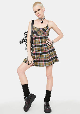 Sage Miss Nonconformist Plaid Mini Dress