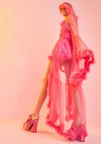 Rose Pixie Luxxx Feathered Robe
