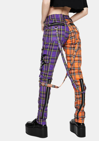 Orange Purple Madness Plaid Pants