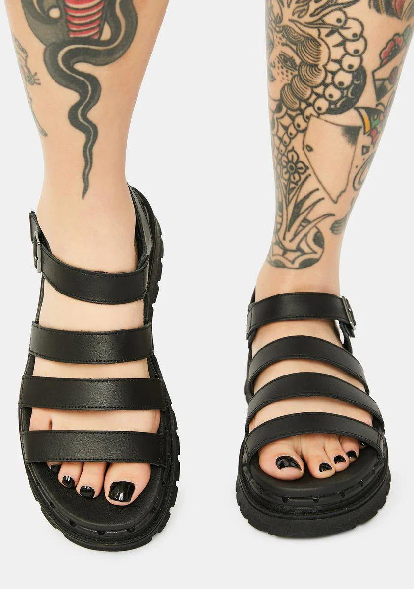 Black Jammers Poppin' Strappy Sandals