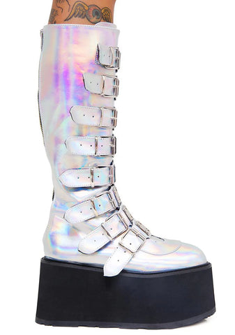 Iridescent Hologram Morpheus Platform Boots