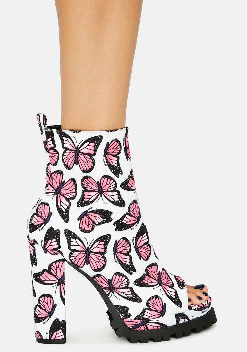 Butterfly Downtown Dive Peep Toe Heels