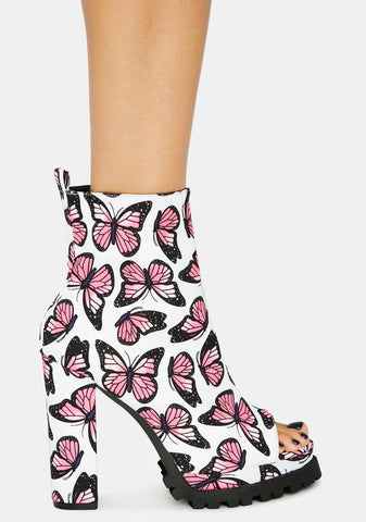 Butterfly Downtown Dive Peep Toe Heels