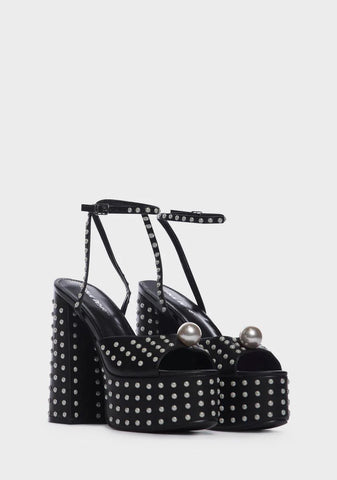 Mia Satin Pearl Platform Heels