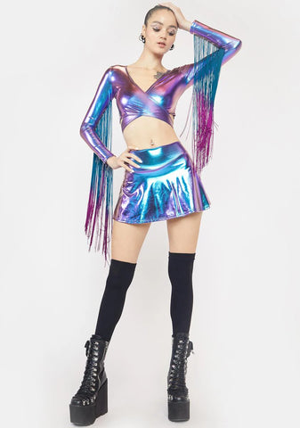 Euphoric Element Fringe Wrap Top