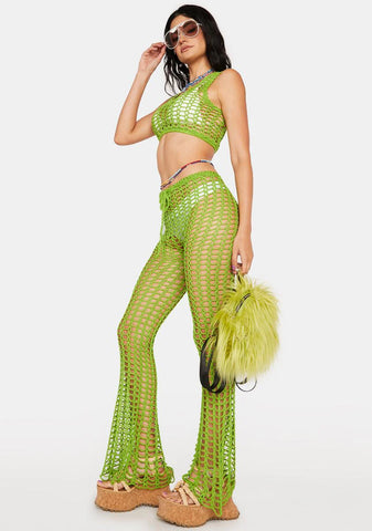 Sage Desert Dancing Crochet Pants Set