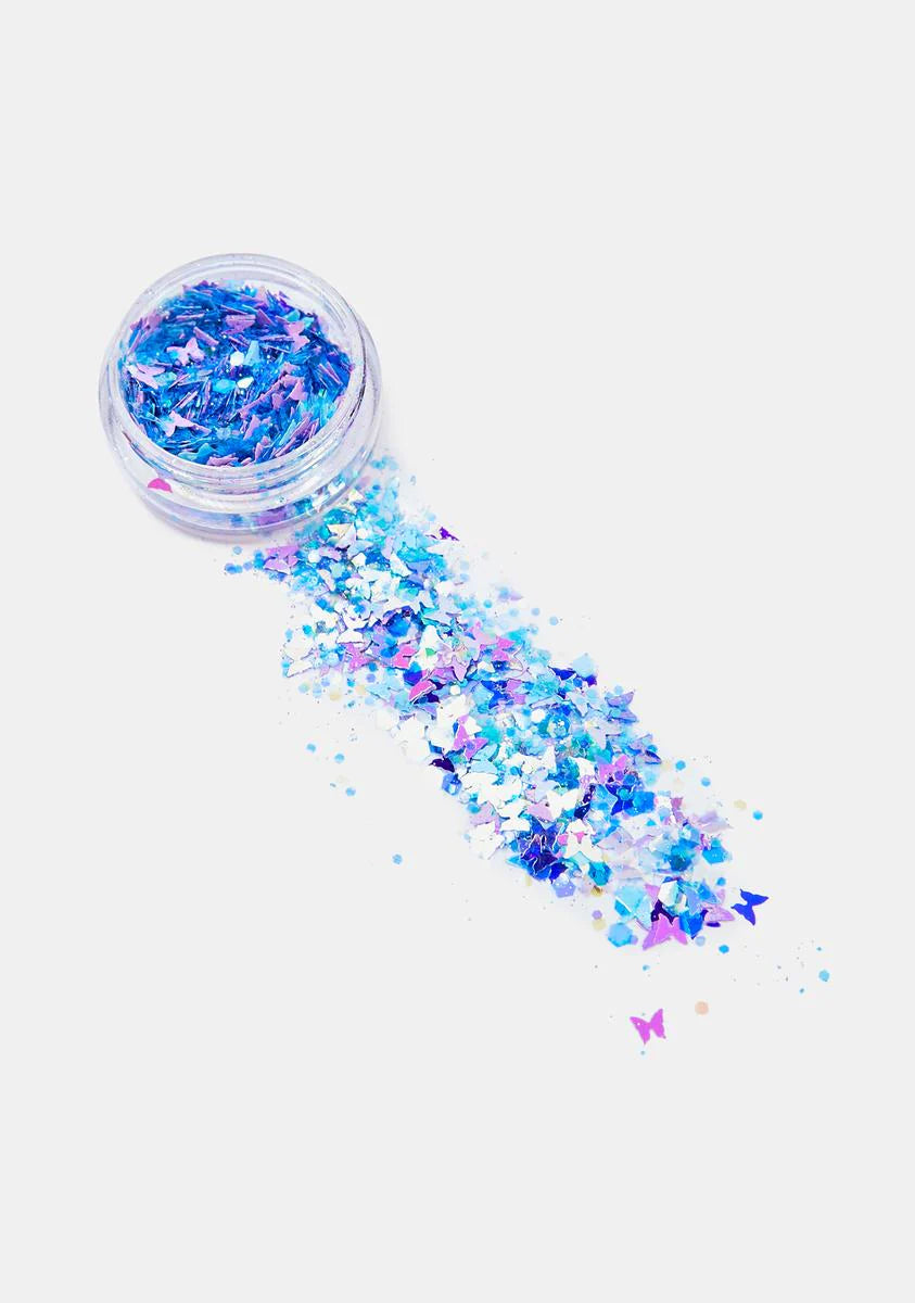 Mariah Blue Purple Butterfly Chunky Glitter