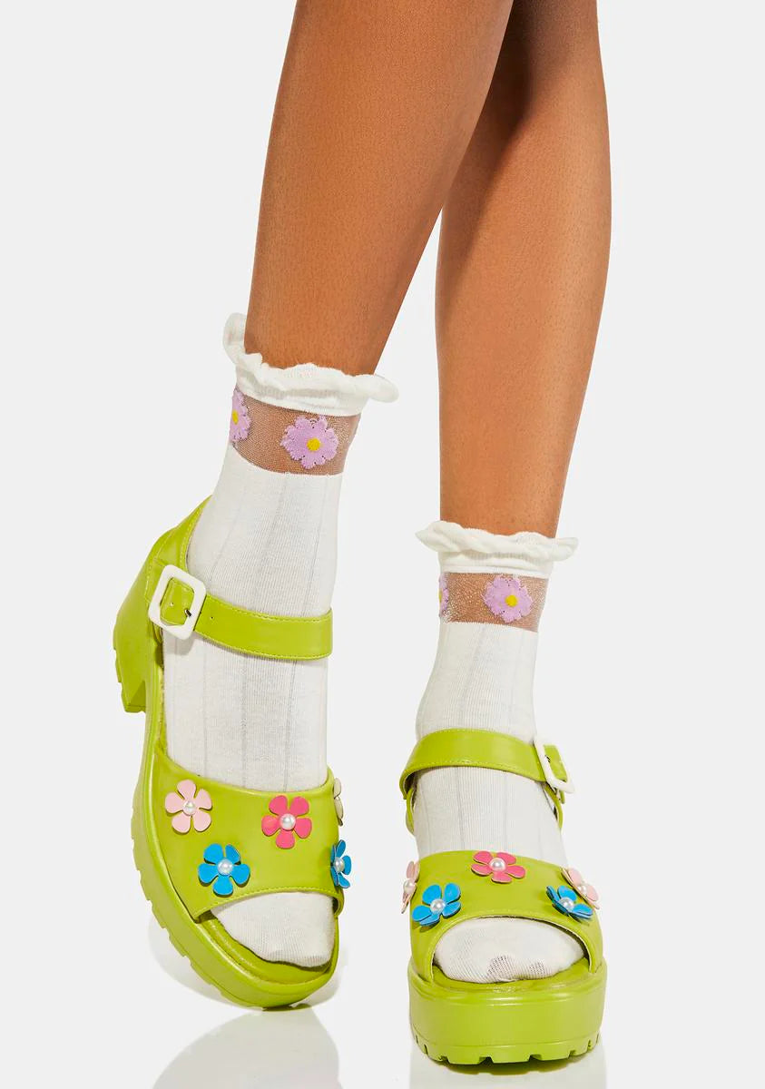 Cozy Flower Garden Chunky Sandals
