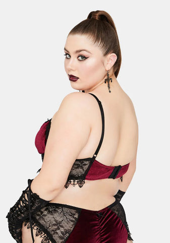 Crimson Dark Morphine Eyes Velvet Bra