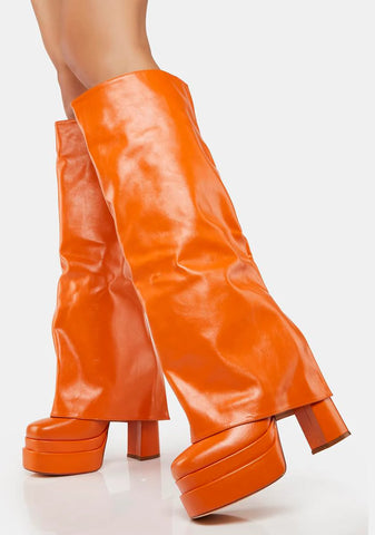 Orange Invisible Foldover Boots