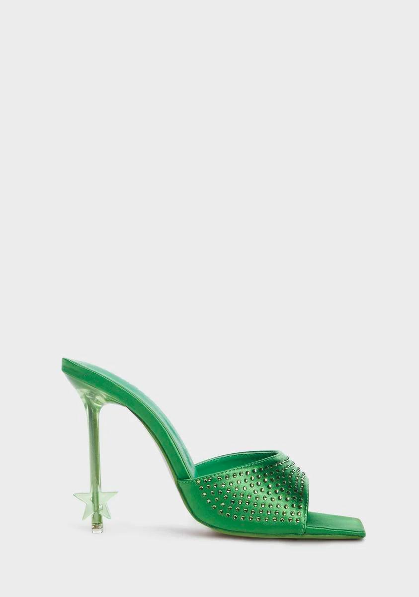 Green Nelly Peep Toe Heels