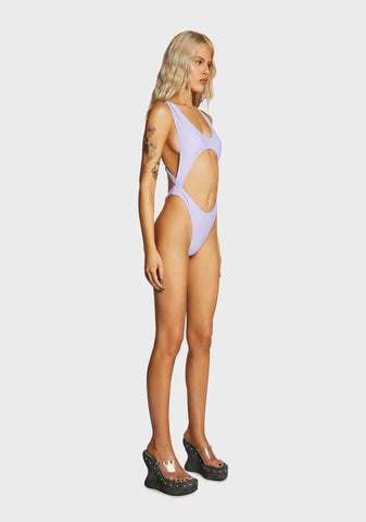 Atypical Summer One Piece Swimsuit - Light Purple