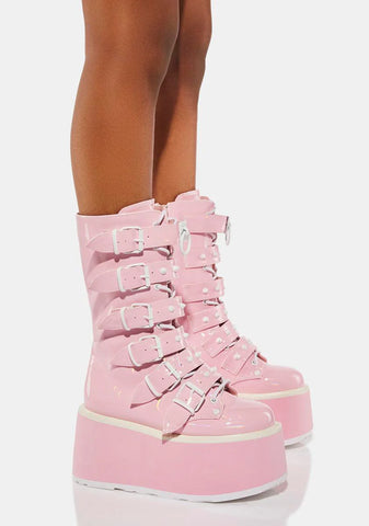 Pink Holographic Prizm Heist Buckle Boots