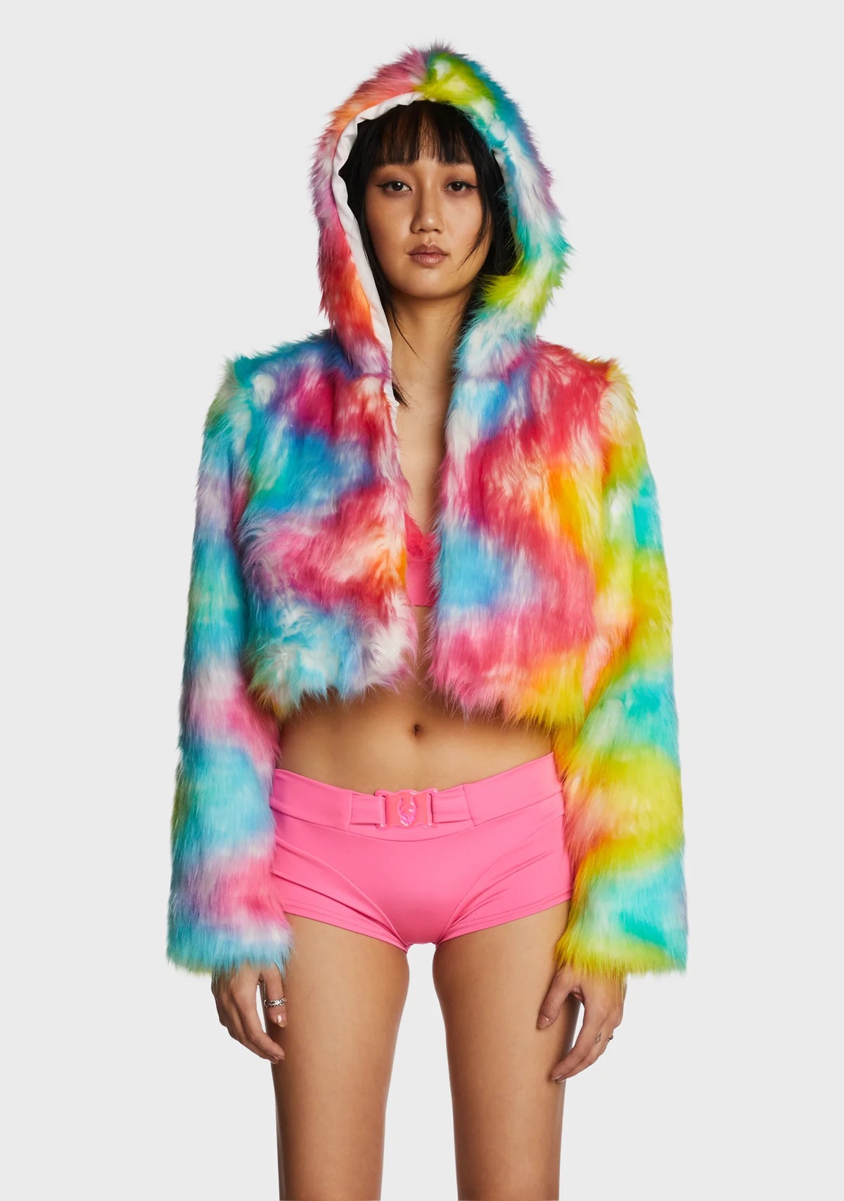 Light Up Crop Fur Jacket