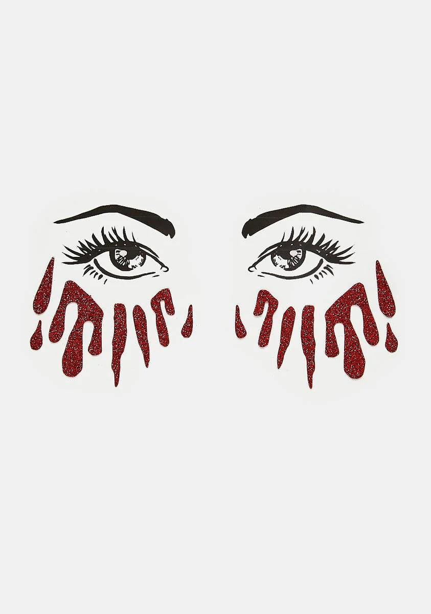 Bloody Awesome Glitter Tears Face Sticker