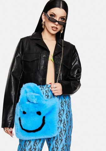 Smiley Face Faux Fur Bag