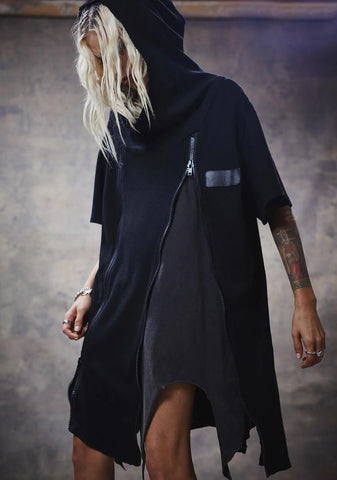 Filter Unisex Zippered Slit T-Shirt