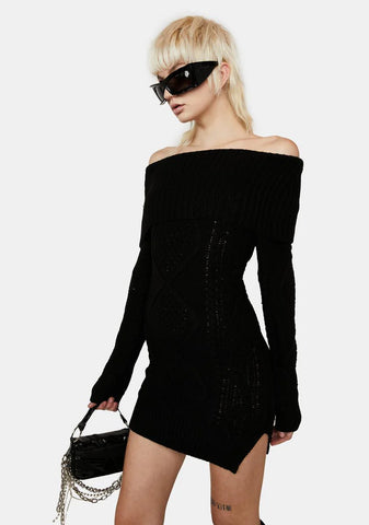 Nighttime Snow Frolic Sweater Dress