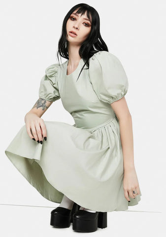 Sage Lara Puff Sleeve Mini Dress