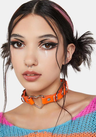 Tangerine Heart Ring Choker