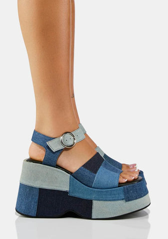 Denim Know I'm Right Platform Sandals