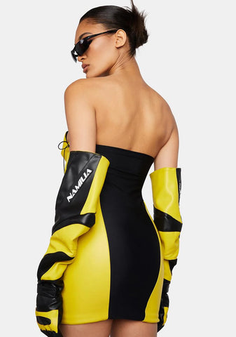 Yellow Moto Cone Dress