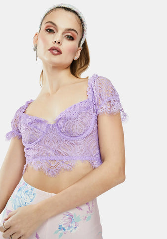 Lilac Sweetie Pie Lace Bustier Crop Top