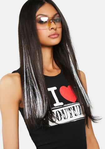 Silver 20" Hair Tinsel Extension 3-Pack