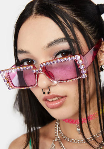 Puttin' On The Glitz Rectangular Sunglasses