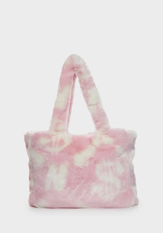 Pink Dick Dollar Faux Fur Tote Bag