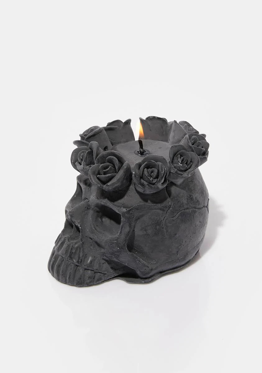 Black Azucar Skull Candle