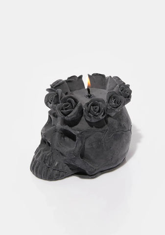 Black Azucar Skull Candle