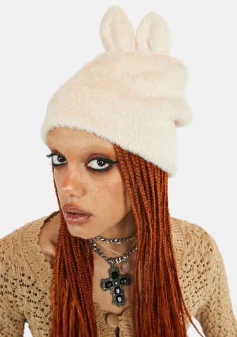 Natural Hop To It Faux Fur Beanie