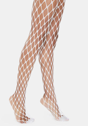 White Flirty Maxi Fishnet Tights