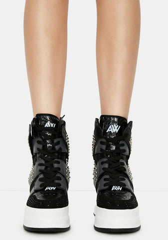 Quince Studded Wedge Sneakers