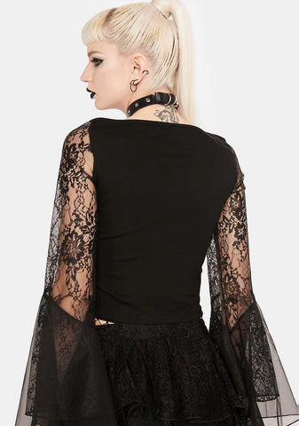 Black Lace Sleeve Corset Top