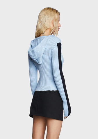 Knitted Double Zip Hooded Cardigan